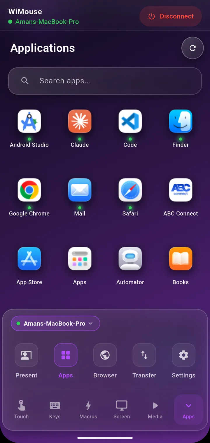 App launcher grid showing desktop application icons